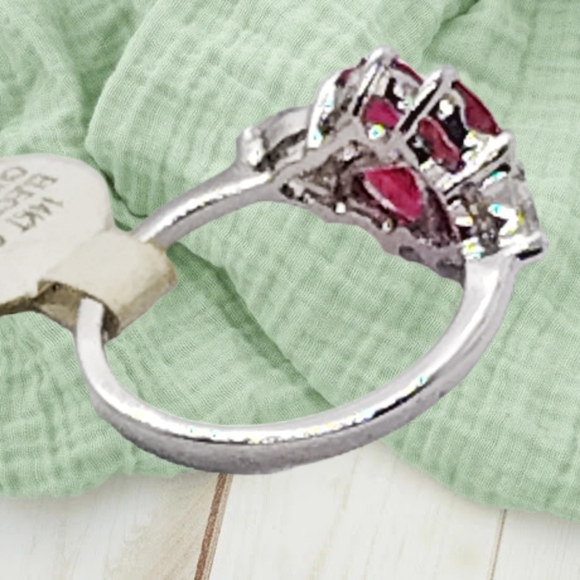 👣4/$20. 14KT Gold Electroaplatedr w/Red & Clear Cubic Zirconia - Picture 4 of 8